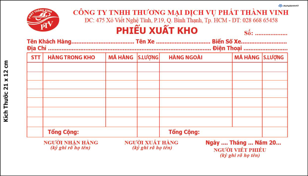 Phiếu xuất - nhập kho giá rẻ tại Thanh Hóa